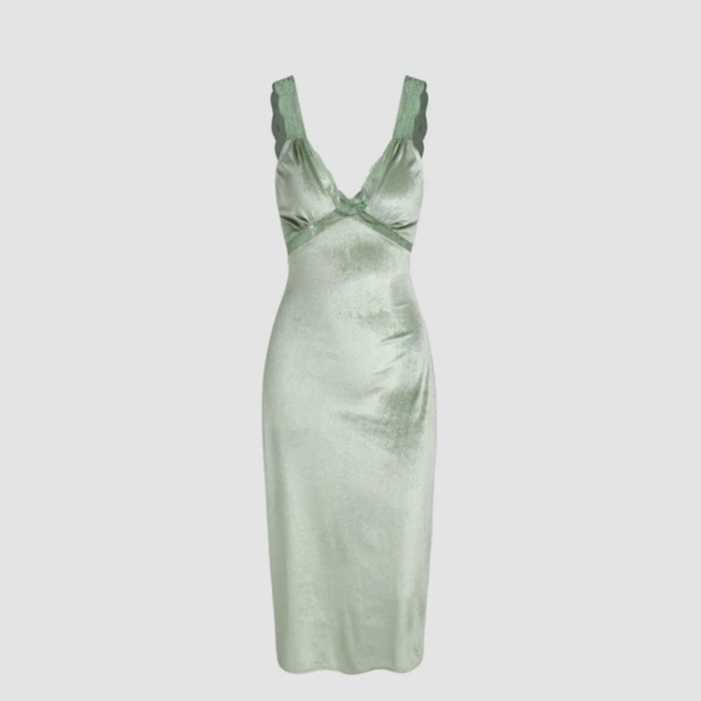Princess Polly Sage Green Backless Satin Midi Dress